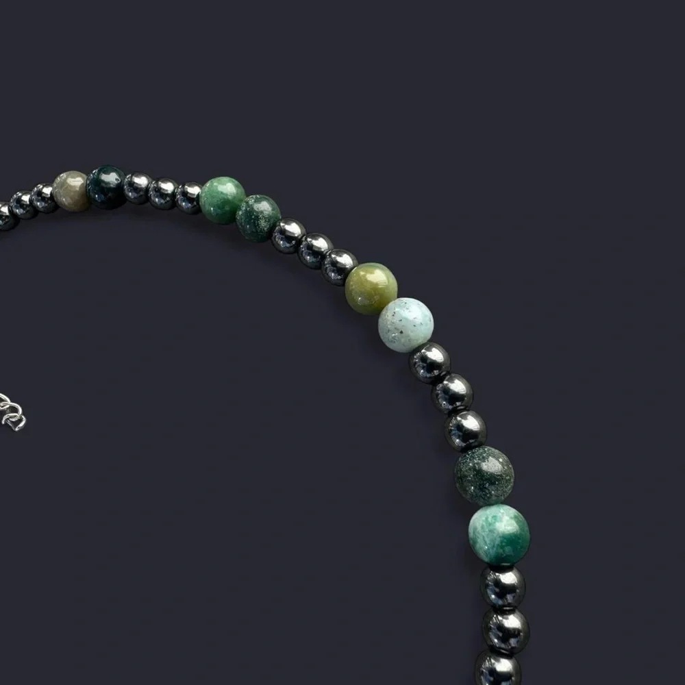 Indian Agate & Hematite Bead Necklace